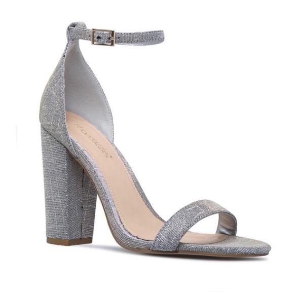 Shoe Dazzle Shoes - Silver Lurex Ankle Strap Sandal Size 8, NIB